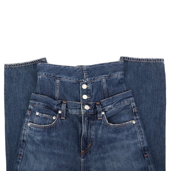 AGOLDE Vanna Corset Straight Leg Jeans High Waist Cotton Denim Button Fly Blue - Picture 6 of 12